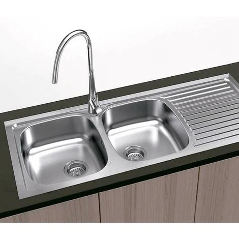 Evier Encastré 120 X 50 Praga - 2 Cuves - Inox 1 Evier Encastré 120 X 50 Praga - 2 Cuves - Inox