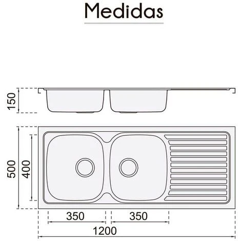 Evier Encastré 120 X 50 Praga - 2 Cuves - Inox 3 Evier Encastré 120 X 50 Praga - 2 Cuves - Inox – Image 3