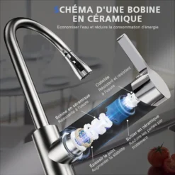 DALMO Robinet De Cuisine Rotatif à 360°, Robinet Évier à Arc Élevé Avec Douchette Extensible, 3 Modes De Jet, Mitigeur Cuisine Acier Inoxydable, DAKF3F -Promos Gout Cuisine Boutique 93556583 3
