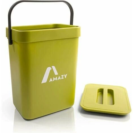 Poubelle Compost Cuisine - Composteur De Cuisine En Plastique Pour Déchets Organiques - Poubelle De Table Avec Couvercle - Petite Poubelle De Porte Sous évier - Anti-Odeurs - Verte, 5L 1 Poubelle Compost Cuisine - Composteur De Cuisine En Plastique Pour Déchets Organiques - Poubelle De Table Avec Couvercle - Petite Poubelle De Porte Sous évier - Anti-Odeurs - Verte, 5L