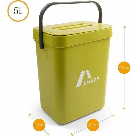Poubelle Compost Cuisine - Composteur De Cuisine En Plastique Pour Déchets Organiques - Poubelle De Table Avec Couvercle - Petite Poubelle De Porte Sous évier - Anti-Odeurs - Verte, 5L 2 Poubelle Compost Cuisine - Composteur De Cuisine En Plastique Pour Déchets Organiques - Poubelle De Table Avec Couvercle - Petite Poubelle De Porte Sous évier - Anti-Odeurs - Verte, 5L – Image 2