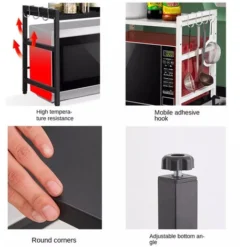 Support Extensible Four à Micro-Ondes, Support D'étagère De Cuisine Four à Micro-Ondes, 2 Niveaux Avec Crochets,Compteur D'économiseur D'espace Organisateur Titulaire D'épice,Noir 9 Support Extensible Four à Micro-Ondes, Support D'étagère De Cuisine Four à Micro-Ondes, 2 Niveaux Avec Crochets,Compteur D'économiseur D'espace Organisateur Titulaire D'épice,Noir -Promos Gout Cuisine Boutique 93886347 5