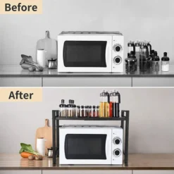GUOYIHUA® Meuble Rangement De Cuisine Support Four Micro-Ondes Avec 2 Niveaux D'étagère Extensible En Hauteur & Largeur Avec 6 Crochets Parfaits Pour Accrocher Vos Ustensiles De Cuisine Noir 7 GUOYIHUA® Meuble Rangement De Cuisine Support Four Micro-Ondes Avec 2 Niveaux D'étagère Extensible En Hauteur & Largeur Avec 6 Crochets Parfaits Pour Accrocher Vos Ustensiles De Cuisine Noir -Promos Gout Cuisine Boutique 93887029 3