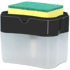 Distributeur Automatique De Savon En Bouteille, Pour Liquide Et éponge De Cuisine(1 Pièce Noir)