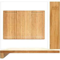 Planche à Découper En Bambou Tranchoir Planchette Ustensile De Cuisine Avec Rigole Pour Le Jus Et Rebord Couteau Plan De Travail Stable H X L X P: 5 X 56 X 38 Cm, Nature -Promos Gout Cuisine Boutique 93987910 3