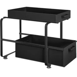 Étagère à Épice, Rangements Sous Evier 2 Niveaux Organisateur Coulissant, Tiroir De Rangement En Métal, Pour épices,Douche,Garde Manger Cuisine,Salle De Bain,sous évier, Noir -Promos Gout Cuisine Boutique 94183545 3