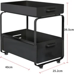 Étagère à Épice, Rangements Sous Evier 2 Niveaux Organisateur Coulissant, Tiroir De Rangement En Métal, Pour épices,Douche,Garde Manger Cuisine,Salle De Bain,sous évier, Noir -Promos Gout Cuisine Boutique 94183545 5