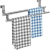 RAINBOW Porte Serviette, Porte Serviette Salle De Bain, Porte Torchon Cuisine Sans Percage, Au-Dessus De La Porte Porte Serviette Extensible Pour Salle De Bains, Acier Inoxydable, Argent
