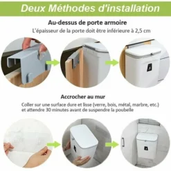 Poubelle Suspendue Cuisine Avec Couvercle, 9L Poubelle Murale Cuisine, Poubelle Camping Car Suspendu Pour Portes D'armoires Placard Salle De Bain - 29,5 X 13 X 23,7 CM -Promos Gout Cuisine Boutique 94632185 4