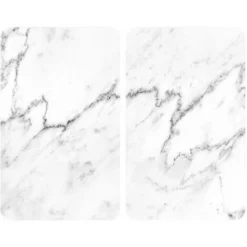 Olhetc Protection Plaque De Cuisson, Couvre Plaque De Cuisson En Verre Marbre, Lot De 2, Verre Trempé, 30x52 Cm, Multicolore