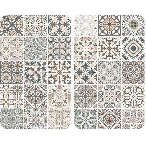 Olhetc Protection Plaque De Cuisson, Cache Plaque De Cuisson En Verre Carreaux De Ciment, Lot De 2, Verre Trempé, 30x52 Cm, Multicolore 1 Olhetc Protection Plaque De Cuisson, Cache Plaque De Cuisson En Verre Carreaux De Ciment, Lot De 2, Verre Trempé, 30x52 Cm, Multicolore