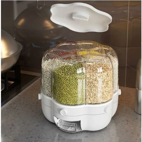 Grand Récipient De Stockage Des Aliments Seau à Riz Pivotant Distributeur De Céréales Hermétique Récipient à Riz Boîte à Céréales Cuisine Récipient De Stockage Des Aliments 6,5 Kg Blanc 1 Grand Récipient De Stockage Des Aliments Seau à Riz Pivotant Distributeur De Céréales Hermétique Récipient à Riz Boîte à Céréales Cuisine Récipient De Stockage Des Aliments 6,5 Kg Blanc