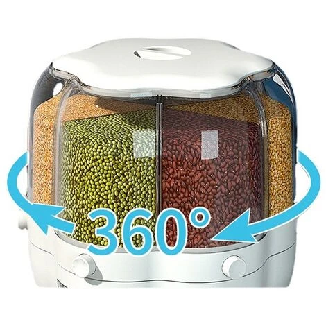 Grand Récipient De Stockage Des Aliments Seau à Riz Pivotant Distributeur De Céréales Hermétique Récipient à Riz Boîte à Céréales Cuisine Récipient De Stockage Des Aliments 6,5 Kg Blanc 2 Grand Récipient De Stockage Des Aliments Seau à Riz Pivotant Distributeur De Céréales Hermétique Récipient à Riz Boîte à Céréales Cuisine Récipient De Stockage Des Aliments 6,5 Kg Blanc – Image 2