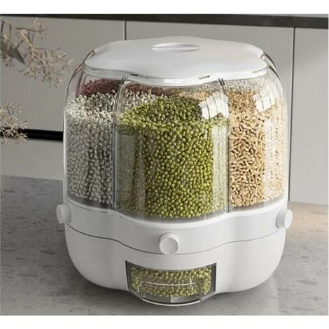 Grand Récipient De Stockage Des Aliments Seau à Riz Pivotant Distributeur De Céréales Hermétique Récipient à Riz Boîte à Céréales Cuisine Récipient De Stockage Des Aliments 6,5 Kg Blanc 3 Grand Récipient De Stockage Des Aliments Seau à Riz Pivotant Distributeur De Céréales Hermétique Récipient à Riz Boîte à Céréales Cuisine Récipient De Stockage Des Aliments 6,5 Kg Blanc – Image 3