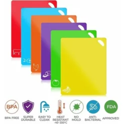 Planche à Découper - New 6pcs Très épais Plastique Planches à Découper Antidérapante Avec Icônes De Nourriture Et Facile à Accrocher, Sécurité Du Lave-Vaisselle 7 Planche à Découper - New 6pcs Très épais Plastique Planches à Découper Antidérapante Avec Icônes De Nourriture Et Facile à Accrocher, Sécurité Du Lave-Vaisselle -Promos Gout Cuisine Boutique 94725449 3