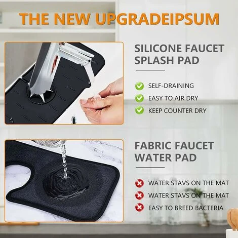 De Robinet En Silicone, Tapis De Robinet De Cuisine, Pare-Éclaboussures D'Évier De Cuisine Lavable, Tapis De Cuisine En Silicone Avec Drainage,le Noir 1 Pièce 3 De Robinet En Silicone, Tapis De Robinet De Cuisine, Pare-Éclaboussures D'Évier De Cuisine Lavable, Tapis De Cuisine En Silicone Avec Drainage,le Noir 1 Pièce – Image 3