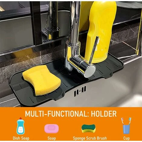 De Robinet En Silicone, Tapis De Robinet De Cuisine, Pare-Éclaboussures D'Évier De Cuisine Lavable, Tapis De Cuisine En Silicone Avec Drainage,le Noir 1 Pièce 5 De Robinet En Silicone, Tapis De Robinet De Cuisine, Pare-Éclaboussures D'Évier De Cuisine Lavable, Tapis De Cuisine En Silicone Avec Drainage,le Noir 1 Pièce – Image 5