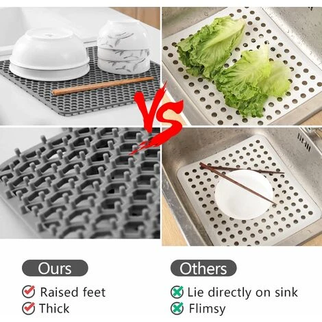 Tapis D'évier En Silicone Grille De Cuisine Pour éviers De Ferme En Acier Inoxydable Ou En Porcelaine 34 Cm X 34 Cm 2 Tapis D'évier En Silicone Grille De Cuisine Pour éviers De Ferme En Acier Inoxydable Ou En Porcelaine 34 Cm X 34 Cm – Image 2