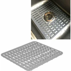 Tapis D'évier Pour évier En Acier Inoxydable/céramique, Protecteurs D'évier En PVC Pour Fond D'évier De Cuisine, Vaisselle Et Verrerie, Durable Et évacuation Rapide (gris)