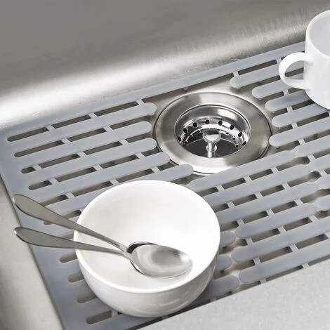 Tapis D'évier Pour évier En Acier Inoxydable/céramique, Protecteurs D'évier En PVC Pour Fond D'évier De Cuisine, Vaisselle Et Verrerie, Durable Et évacuation Rapide (gris) 2 Tapis D'évier Pour évier En Acier Inoxydable/céramique, Protecteurs D'évier En PVC Pour Fond D'évier De Cuisine, Vaisselle Et Verrerie, Durable Et évacuation Rapide (gris) – Image 2