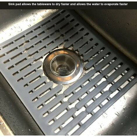 Tapis D'évier Pour évier En Acier Inoxydable/céramique, Protecteurs D'évier En PVC Pour Fond D'évier De Cuisine, Vaisselle Et Verrerie, Durable Et évacuation Rapide (gris) 3 Tapis D'évier Pour évier En Acier Inoxydable/céramique, Protecteurs D'évier En PVC Pour Fond D'évier De Cuisine, Vaisselle Et Verrerie, Durable Et évacuation Rapide (gris) – Image 3