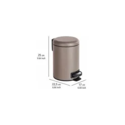 Olhetc Poubelle à Pédale Leman, 3L, Petite Poubelle Salle De Bain, Acier Mat, 3L, 17x25x22.5 Cm, Taupe -Promos Gout Cuisine Boutique 95025474 4