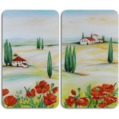 Olhetc Protection Plaque De Cuisson, Couvre Plaque De Cuisson En Verre Toscane, Lot De 2, Verre Trempé, 30x52 Cm, Multicolore 1 Olhetc Protection Plaque De Cuisson, Couvre Plaque De Cuisson En Verre Toscane, Lot De 2, Verre Trempé, 30x52 Cm, Multicolore