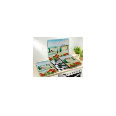 Olhetc Protection Plaque De Cuisson, Couvre Plaque De Cuisson En Verre Toscane, Lot De 2, Verre Trempé, 30x52 Cm, Multicolore 4 Olhetc Protection Plaque De Cuisson, Couvre Plaque De Cuisson En Verre Toscane, Lot De 2, Verre Trempé, 30x52 Cm, Multicolore – Image 4
