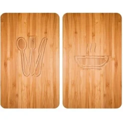 Olhetc Protection Plaque De Cuisson, Couvre Plaque De Cuisson En Verre Lunch, Lot De 2, Verre Trempé, 30x52 Cm, Multicolore
