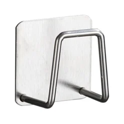 2 Pièces Cuisine Adhésif Acier Inoxydable éponge Support étanche évier éponge égouttoir étagère Cuisine Rangement Accessoires Argent