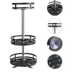 Porte-épices Rotatif à 360° Plateau Tournant Cuisine 3 Niveaux, Presentoir A Epices En Acier Inoxydable, Rangement De Cuisine, 57,5 X 26 Cm (Noir) -Promos Gout Cuisine Boutique 95461180 3
