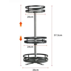 Porte-épices Rotatif à 360° Plateau Tournant Cuisine 3 Niveaux, Presentoir A Epices En Acier Inoxydable, Rangement De Cuisine, 57,5 X 26 Cm (Noir) -Promos Gout Cuisine Boutique 95461180 4