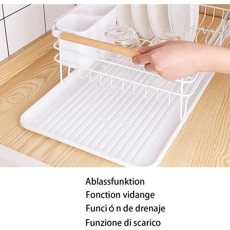 Égouttoir à Vaisselle Avec égouttoir Et Porte-couverts, 41,5x 30,5 X 14 Cm, Blanc 2 Égouttoir à Vaisselle Avec égouttoir Et Porte-couverts, 41,5x 30,5 X 14 Cm, Blanc – Image 2