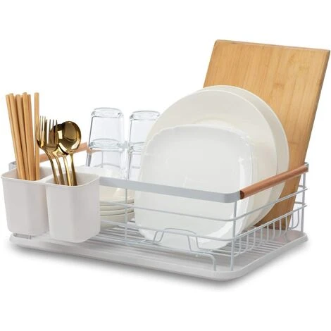 Égouttoir à Vaisselle Avec égouttoir Et Porte-couverts, 41,5x 30,5 X 14 Cm, Blanc 5 Égouttoir à Vaisselle Avec égouttoir Et Porte-couverts, 41,5x 30,5 X 14 Cm, Blanc – Image 5