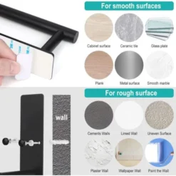 Support Porte Sopalin, Adhésif Ou Perçage Porte Rouleau Papier Cuisine Sous L'armoire, Acier Inoxydable Porte Essuie Tout Pour Salle De Bain Et De Cuisine, Noir 9 Support Porte Sopalin, Adhésif Ou Perçage Porte Rouleau Papier Cuisine Sous L'armoire, Acier Inoxydable Porte Essuie Tout Pour Salle De Bain Et De Cuisine, Noir -Promos Gout Cuisine Boutique 95505201 5