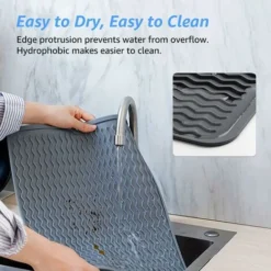 Tapis De Séchage à Vaisselle, égouttoir à Vaisselle En Silicone à Séchage Rapide, Tapis De Planche Pour Accessoires De Table De Comptoir De Cuisine, Tapis D'égouttage De Vaisselle Résistant à La Chale -Promos Gout Cuisine Boutique 95505595 5