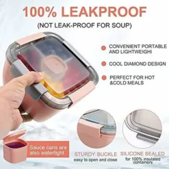 1.1L-Lunch Box Aveccompartiment De Subdivision,Boite Repas Adultes/Enfants,Bento Lunch Box Durable,Lunch Box Salade Boîtes Repas Micro Onde Pour Les Voyages école/travail/pique-nique (pink) -Promos Gout Cuisine Boutique 95505775 4