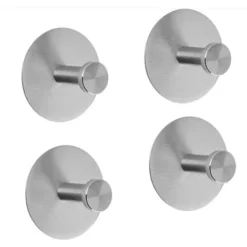 Lot De 4 Patères Autocollantes Porte-serviettes, Patères Peignoir, Inox, Patères, Patères Murales, Sans Perçage, 60 Mm