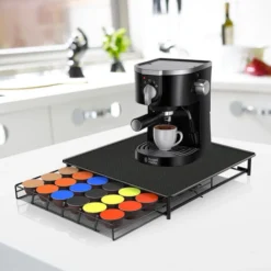Porte Capsule De Café, Tiroir Porte Capsule De Café En Métal, Pour 36 Capsules, Noir