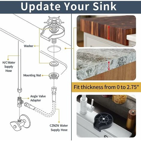 Rince Verre Evier,Rondelle De Tasse En Acier Inoxydable,Apporter Joint En T Et Tuyau De 80 Cm Automatique Tasse Rondelle Nettoyant,Portable Tasse Machine À Laver Rinceuse Pour Ménage Bar Café 3 Rince Verre Evier,Rondelle De Tasse En Acier Inoxydable,Apporter Joint En T Et Tuyau De 80 Cm Automatique Tasse Rondelle Nettoyant,Portable Tasse Machine À Laver Rinceuse Pour Ménage Bar Café – Image 3