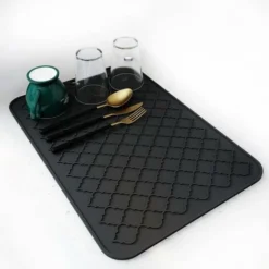 Tapis De Séchage Pour Comptoir De Cuisine, Tapis Résistant à La Chaleur, Gadgets De Cuisine, Accessoires De Cuisine (30,5 X 40,6 Cm, Noir)