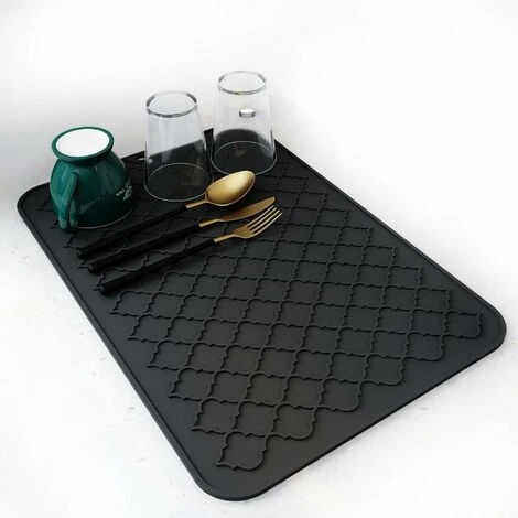 Tapis De Séchage Pour Comptoir De Cuisine, Tapis Résistant à La Chaleur, Gadgets De Cuisine, Accessoires De Cuisine (30,5 X 40,6 Cm, Noir) 1 Tapis De Séchage Pour Comptoir De Cuisine, Tapis Résistant à La Chaleur, Gadgets De Cuisine, Accessoires De Cuisine (30,5 X 40,6 Cm, Noir)