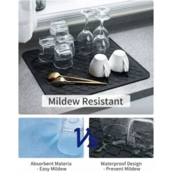 Tapis De Séchage Pour Comptoir De Cuisine, Tapis Résistant à La Chaleur, Gadgets De Cuisine, Accessoires De Cuisine (30,5 X 40,6 Cm, Noir) 7 Tapis De Séchage Pour Comptoir De Cuisine, Tapis Résistant à La Chaleur, Gadgets De Cuisine, Accessoires De Cuisine (30,5 X 40,6 Cm, Noir) -Promos Gout Cuisine Boutique 96094746 3