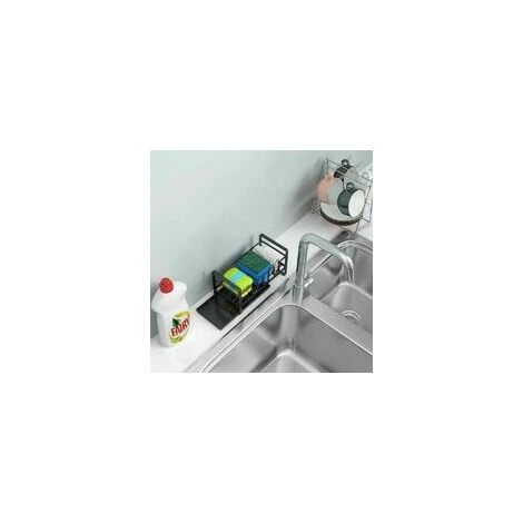 Porte Eponge Evier Cuisine Organisateur, Rangement Evier Cuisine Pour Brosse De Nettoyage, Porte-savon, égouttoir Avec Plateau De Drainage, Multifonction, Noir 2 Porte Eponge Evier Cuisine Organisateur, Rangement Evier Cuisine Pour Brosse De Nettoyage, Porte-savon, égouttoir Avec Plateau De Drainage, Multifonction, Noir – Image 2