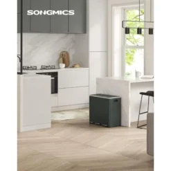 Songmics Poubelle De Recyclage, Poubelle De Tri, 3 X 18L, 3 Compartiments, Mécanisme Tampon, Pédales, Couvercle, Seaux Intérieurs En Plastique Avec Poignées, Gris Anthracite LTB54GS 7 Songmics Poubelle De Recyclage, Poubelle De Tri, 3 X 18L, 3 Compartiments, Mécanisme Tampon, Pédales, Couvercle, Seaux Intérieurs En Plastique Avec Poignées, Gris Anthracite LTB54GS -Promos Gout Cuisine Boutique 96254575 3