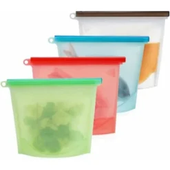 Boite De Stockage Sac De Stockage D'aliments En Silicone Réutilisable, Fruits, Légumes, Viande (Lot De 4)