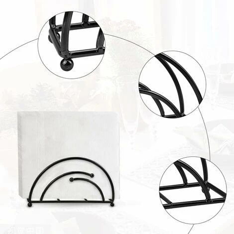Porte-serviettes De Table, Tables Dîner Serviettes Porte Noir Porte Serviette Table Distributeur De Serviettes En Papier Métal Serviettes Support Pour Comptoir De Cuisine Table à Manger 5 Porte-serviettes De Table, Tables Dîner Serviettes Porte Noir Porte Serviette Table Distributeur De Serviettes En Papier Métal Serviettes Support Pour Comptoir De Cuisine Table à Manger – Image 5
