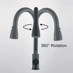 Robinet De Cuisine Avec Douchette Extractible Noir Robinet Mitigeur D'évier Pivotant à 360 Degrés Avec 3 Modes De Pulvérisation Robinet De Cuisine à Levier Unique Évier Chaud Et Froid Disponible -Promos Gout Cuisine Boutique 96499989 4