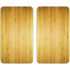 WENKO Protection Plaque De Cuisson, Couvre Plaque De Cuisson En Verre Bois Foncé, Lot De 2, 30 X 52 Cm