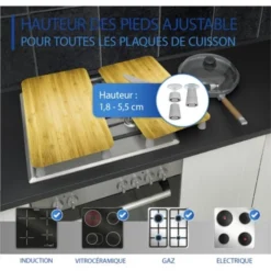 WENKO Protection Plaque De Cuisson, Couvre Plaque De Cuisson En Verre Bois Foncé, Lot De 2, 30 X 52 Cm -Promos Gout Cuisine Boutique 9675716 3